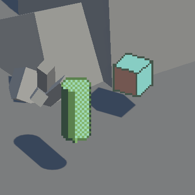 Pixel-art objects using several palettes and dither patterns