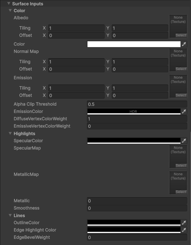 Uber shader surface inputs